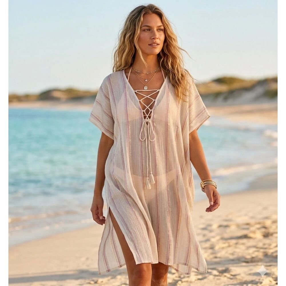 Z&L Europe Golden Slumbers Caftan Womens L  Anthropologie Kimono Duster Cover Up